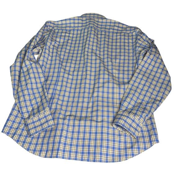Jeremy Argyle NYC Men's sz Large Blue Tan Plaid Button Down Shrt Long Sleeve - Picture 2 of 11